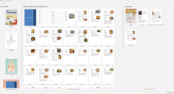 Metre2 PDF Split and Merge workspace